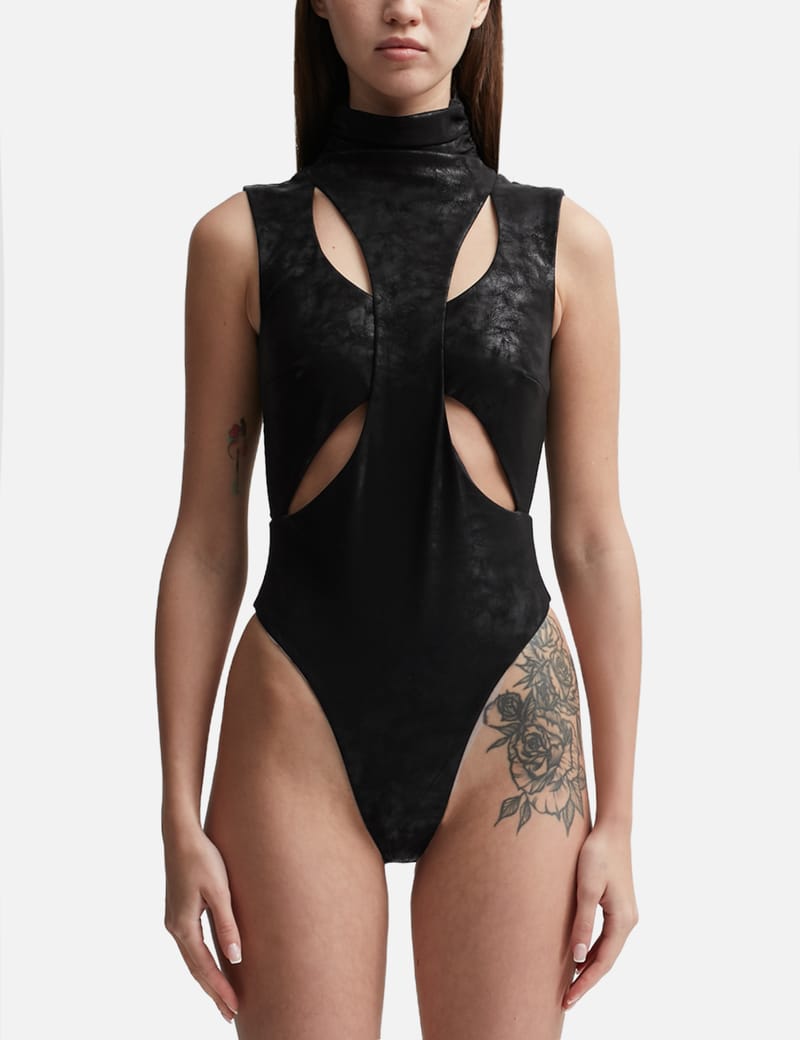 Butterfly Faux Leather Bodysuit