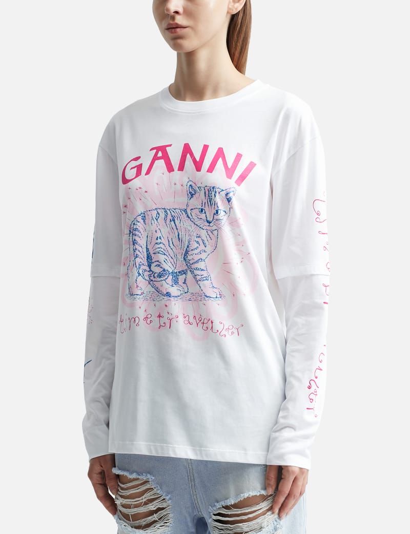 Ganni - Light Jersey Cat T-Shirt | HBX - Globally Curated Fashion