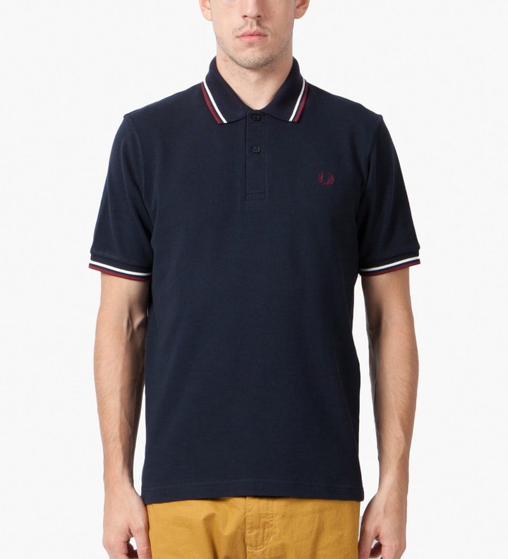 ◇FRED PERRY◇ M12 Twin Tip Fred Perry Shirt Navy Ice M12795 M12 - White / Ice / Navy | The Fred Perry Shirt | Men's
