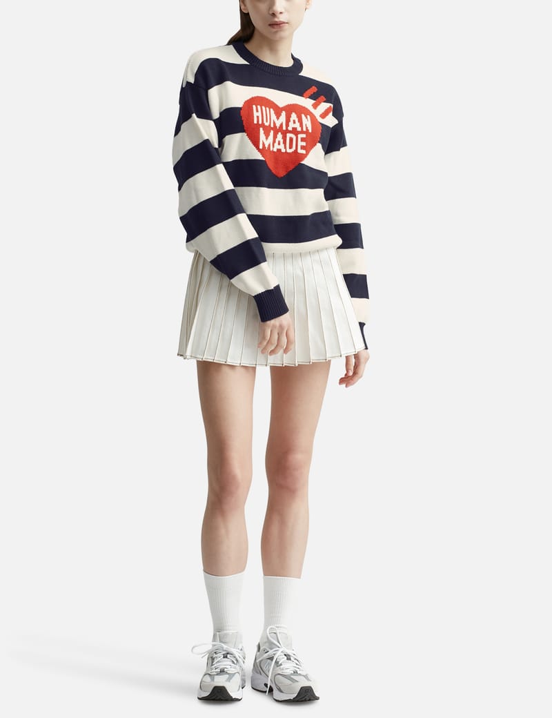 STRIPED HEART KNIT SWEATER