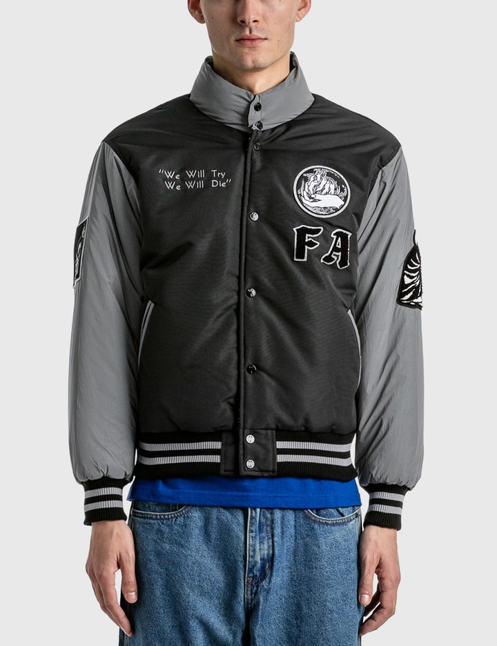 Fucking Awesome REFLECTIVE VARSITY PUFFER HBX Globally Curated