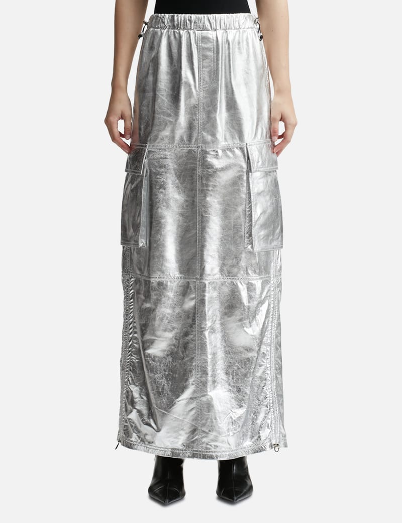 ANDREĀDAMO - WET LEATHER MAXI SKIRT | HBX - Globally Curated