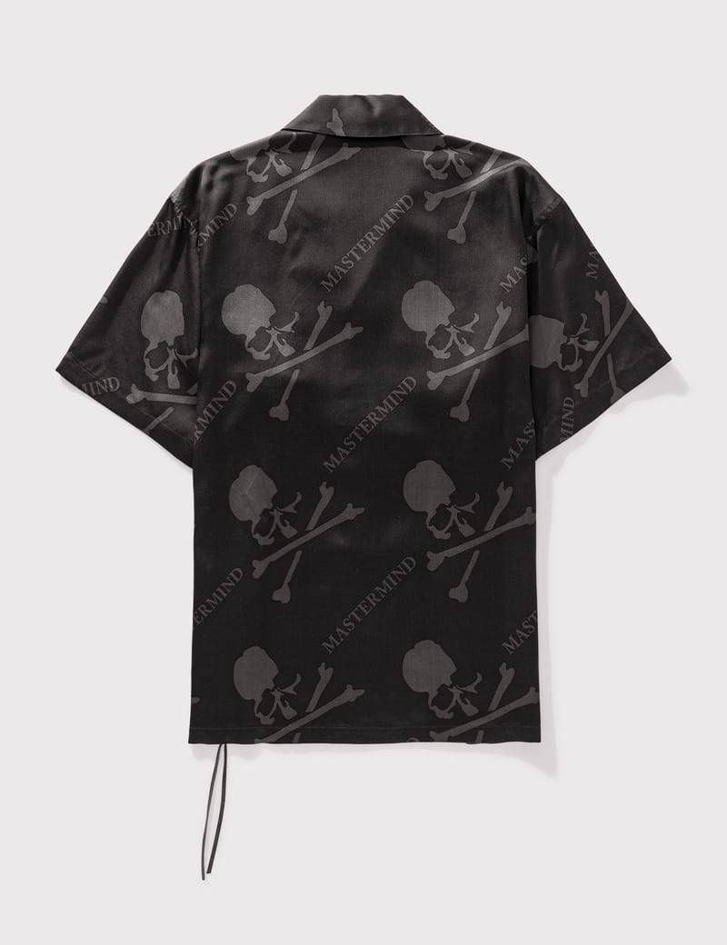 master mind マスター マインド　スカル シルク 100% シャツ マスターマインド・ワールド - スカル モノグラム シルクシャツ | HBX