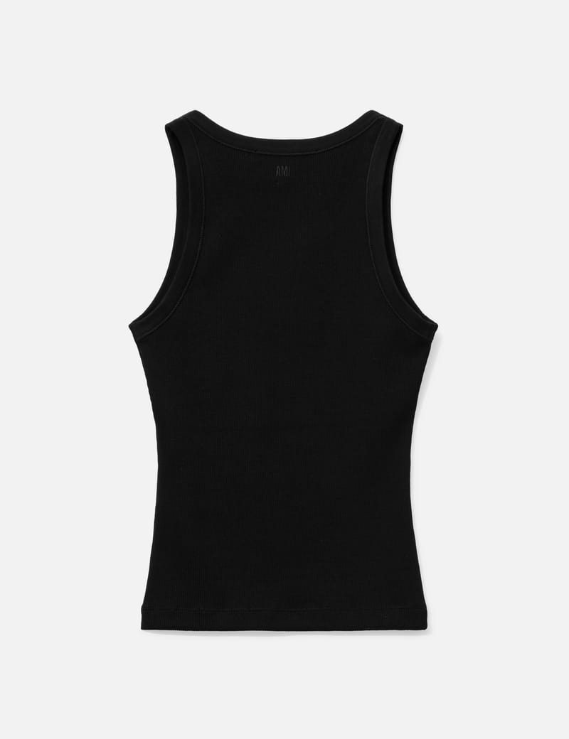 Ami Ami de Coeur tanktop - リブコットンのタイトタンク、胸刺繍入り