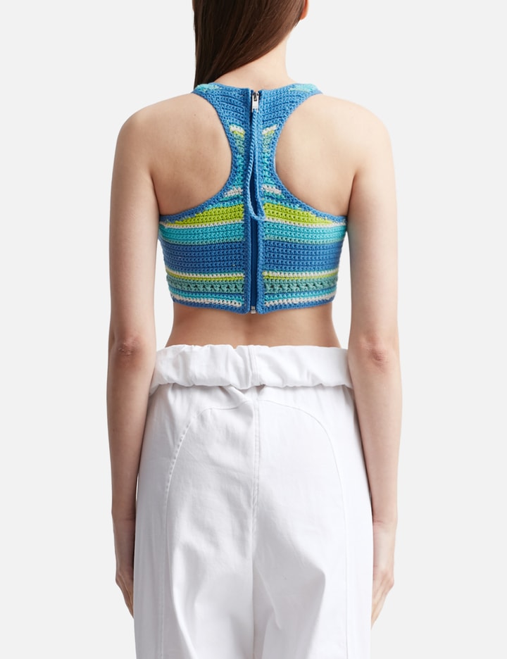 Ganni Blue Crochet Racerback Bikini Top ModeSens