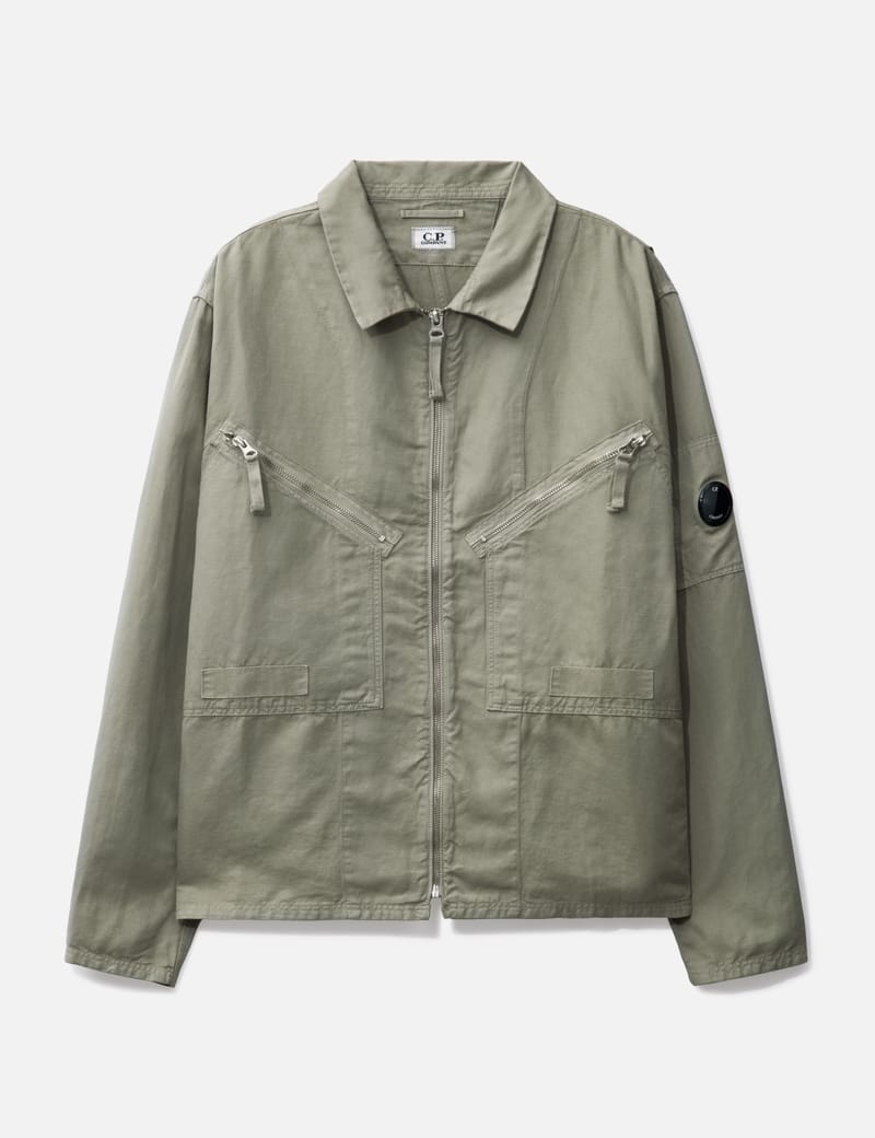 C.P. Company - Cotton-Linen Blend Full Zip Overshirt | HBX