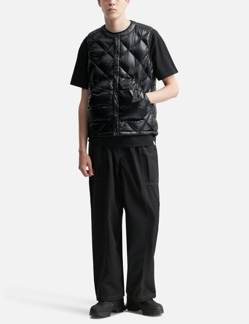 and wander◆diamond stitch down vest/0/ナイロン/KHK/AW93-FT004/シミヨゴレ有 and wander - diamond stitch down vest | HBX - Globally