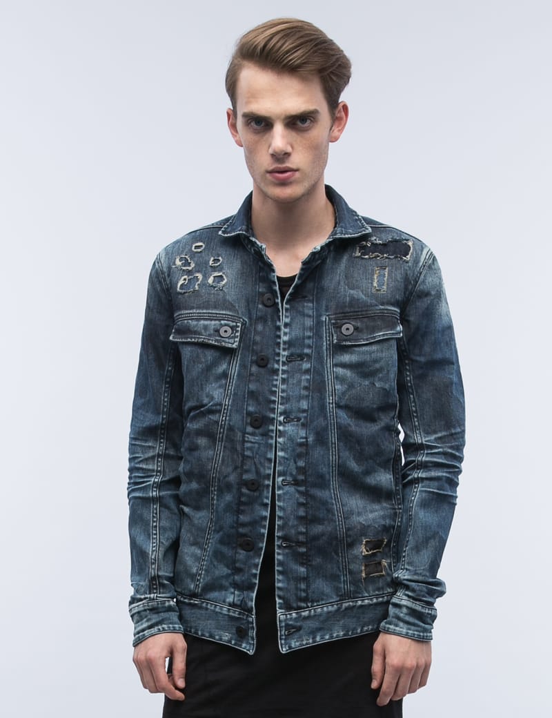 11 By Boris Bidjan Saberi - Destroyed Denim Wash Jacket | HBX