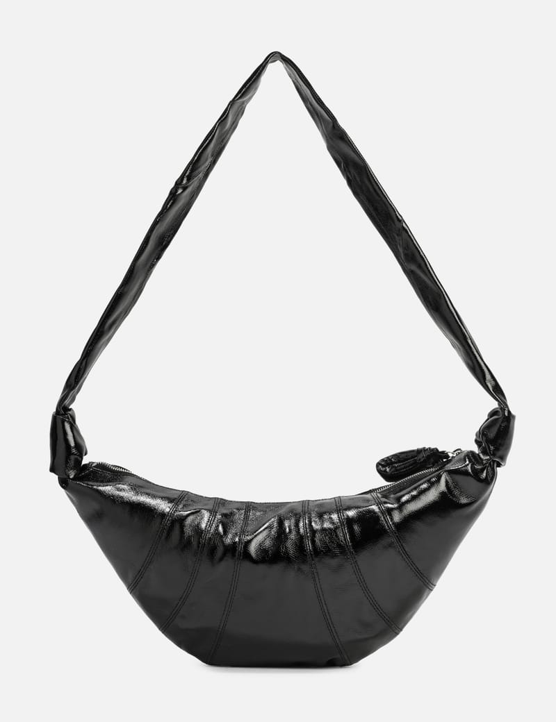 Lemaire Medium Croissant Bag - Minimal black coated canvas