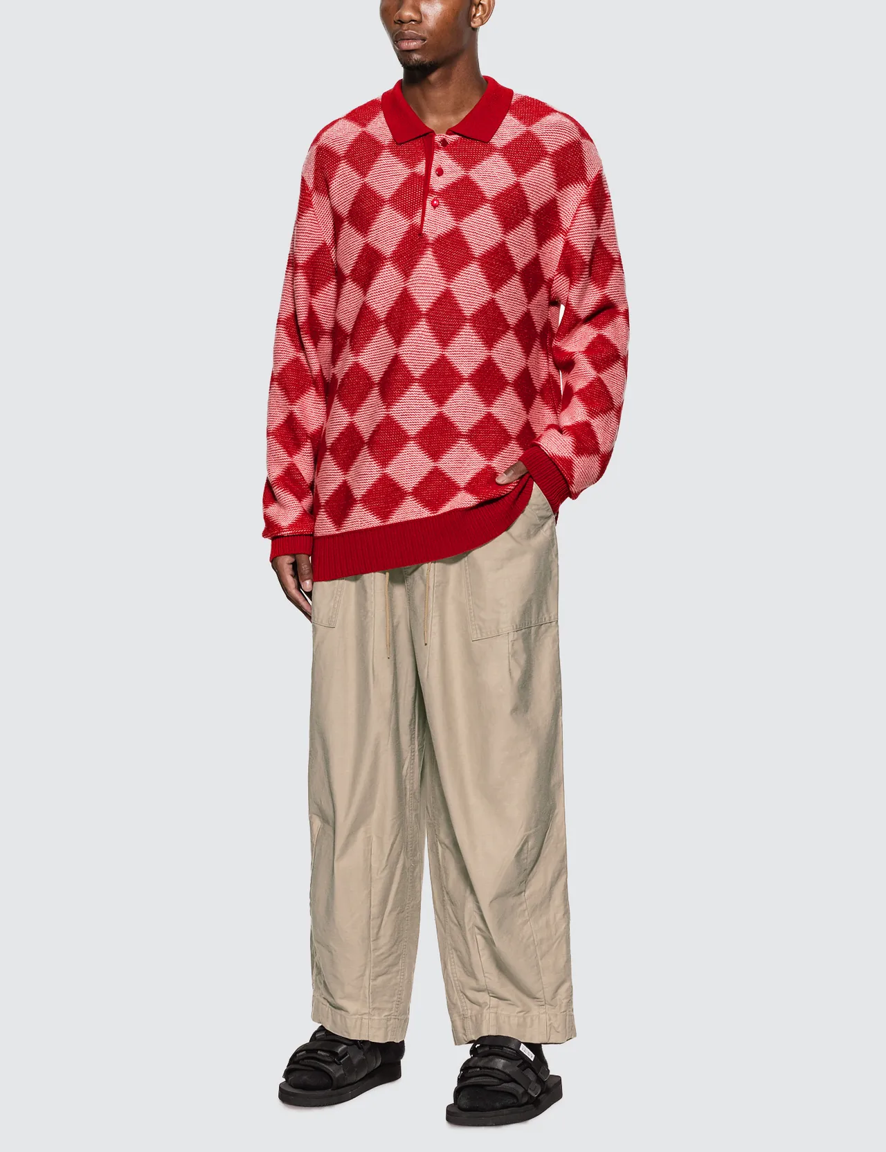 Needles - Checkered Polo Sweater | HBX - Globally Curated Fashion