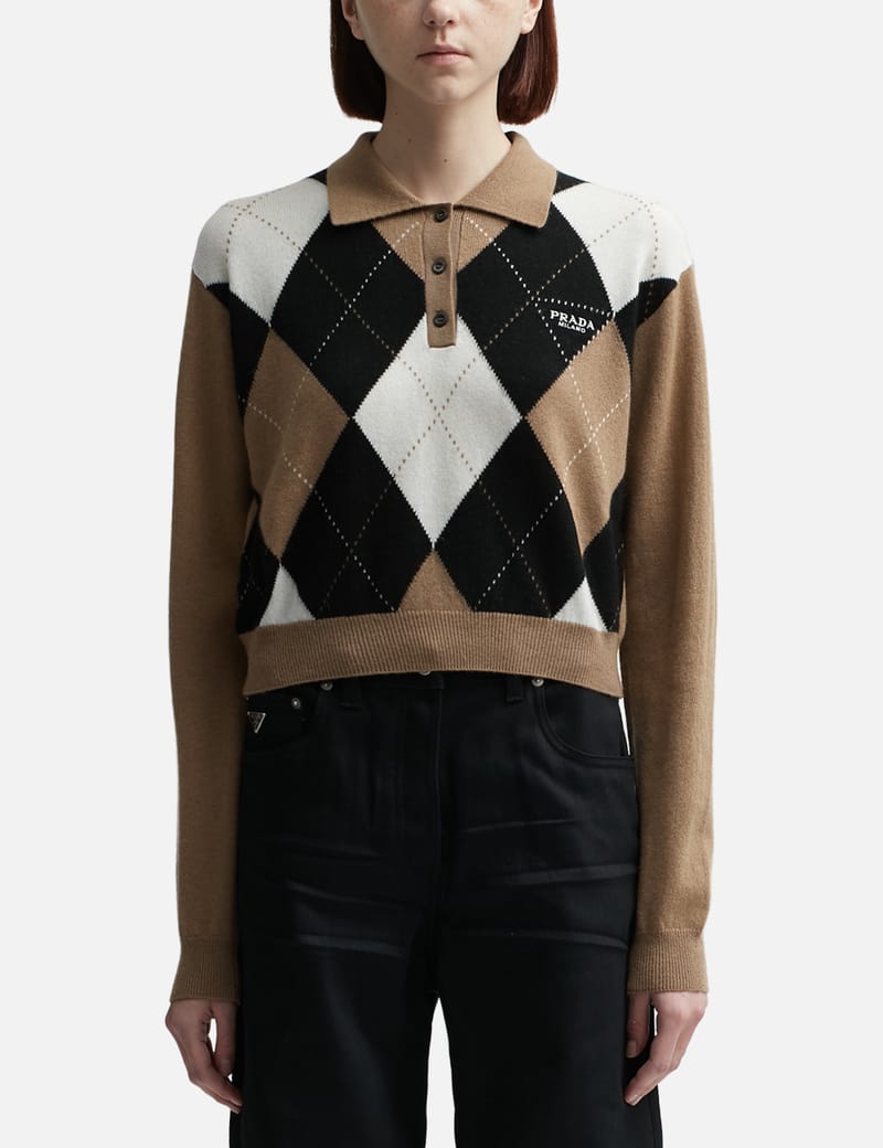 Prada - Maglieria Cashmere Argyle Sweater | HBX - Globally Curated