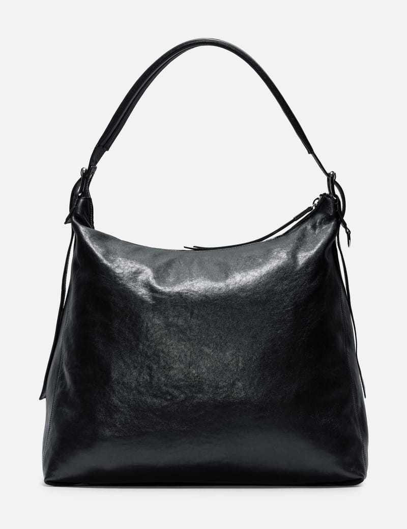 Lemaire Belted Hobo Bag - 深巧克力色柔軟方形肩袋，低調精緻，適合