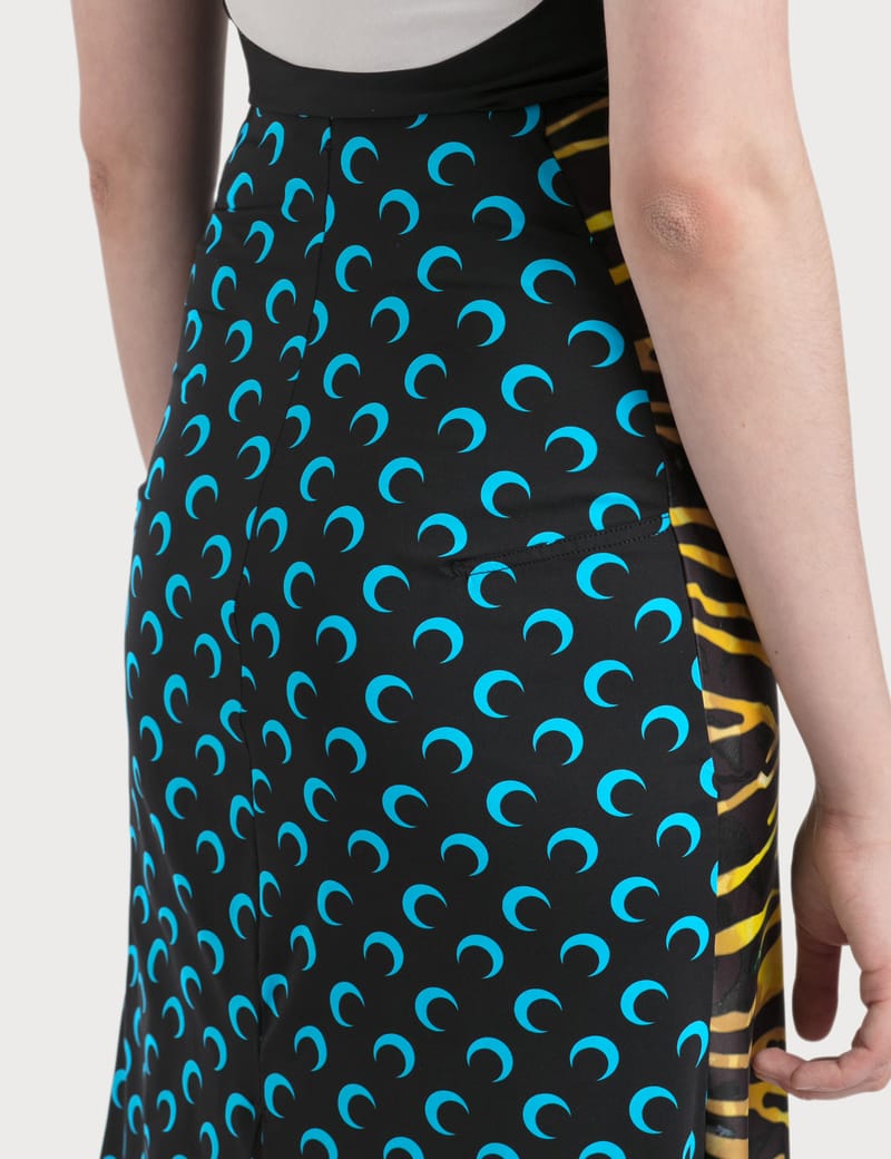 【Marine serre】送料関税込/Gonna midi asimmetrica Marine Serre - Midi Skirt With Zebra Side Panel | HBX