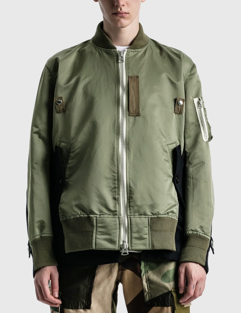 Sacai - Wool Surge X Nylon Twill Blouson | HBX - Globally Curated