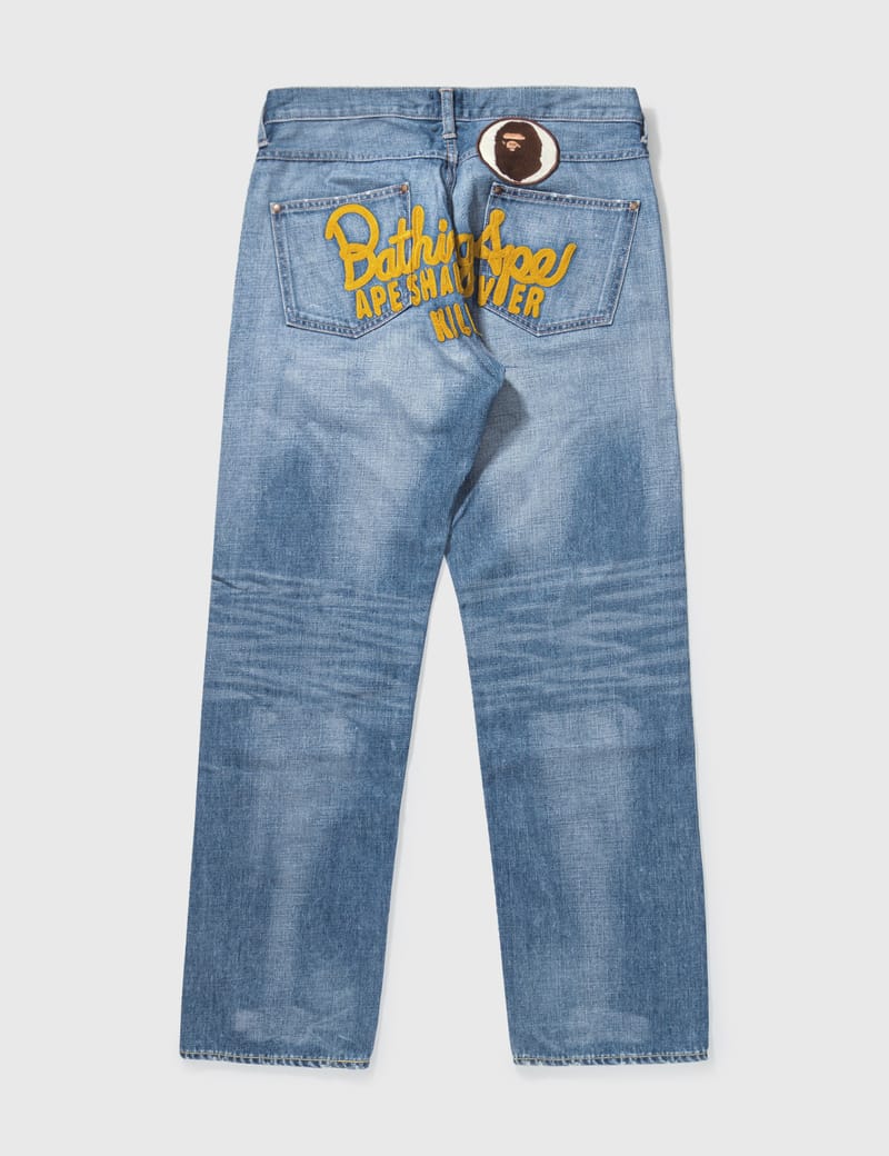 BAPE - Bape Washed Big Embroidery Jeans | HBX - Globally Curated