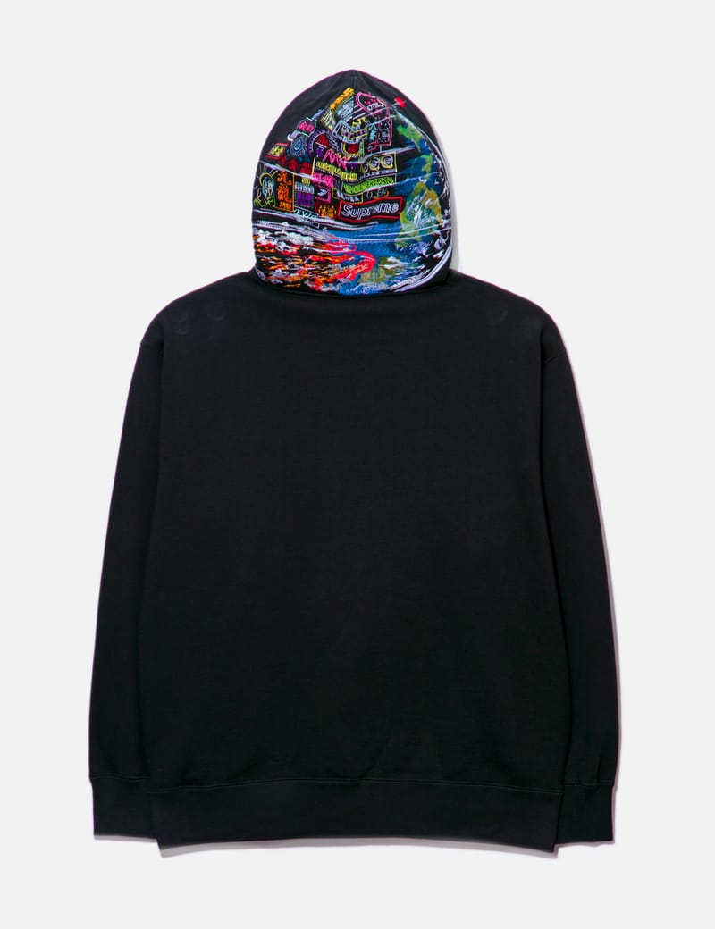 Supreme Embroidery Zip Up Hoodie In Black | ModeSens