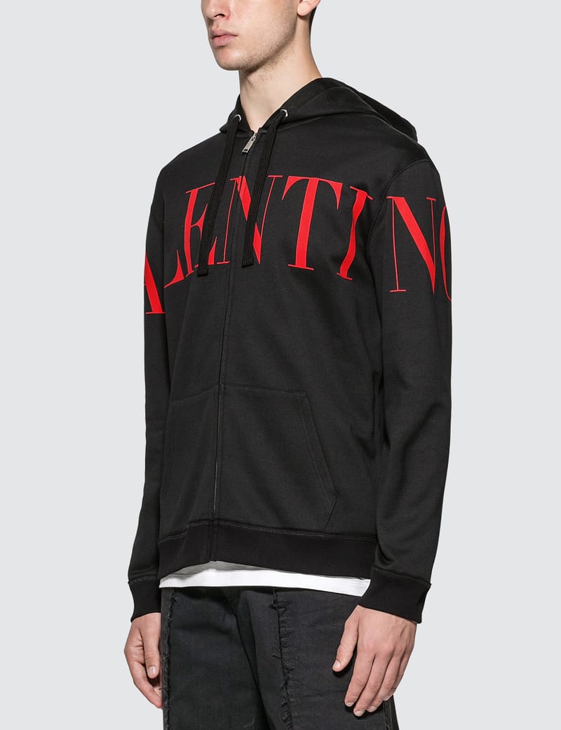 341 VALENTINO VLTNロゴ 伊製ビッグロゴジップパーカー黒赤M Valentino - Logo Zip Hoodie | HBX
