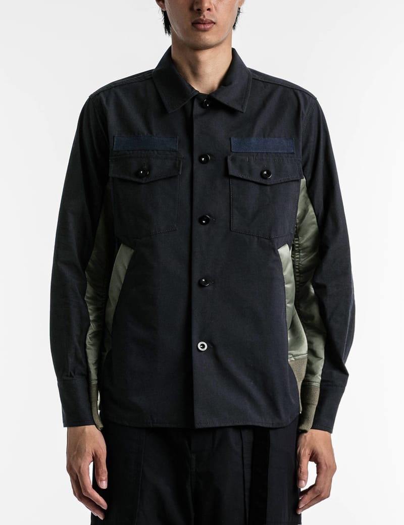 Sacai - Cotton Oxford Nylon Twill Shirt | HBX - Globally Curated ...