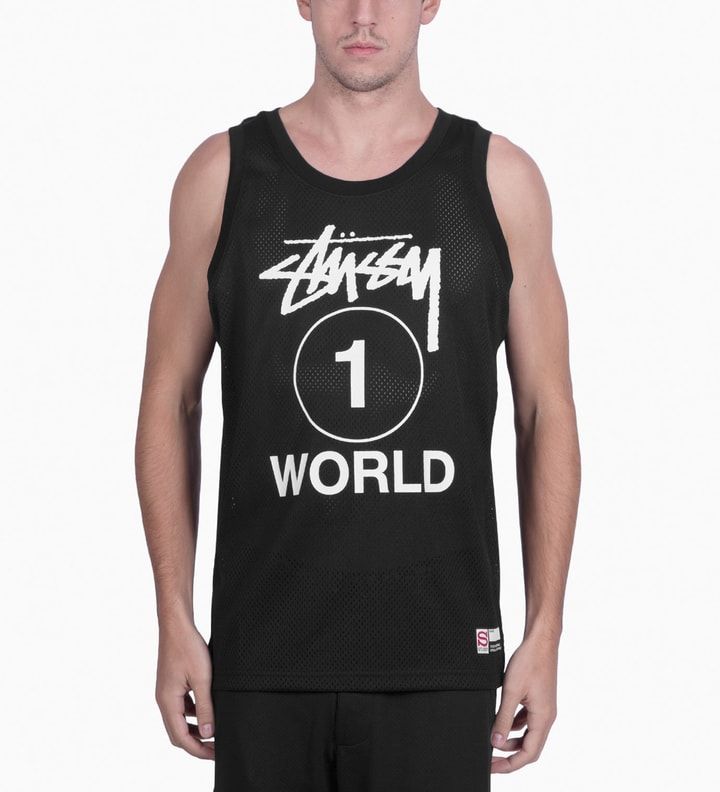 Stüssy - Black One World Mesh Tank Top | HBX