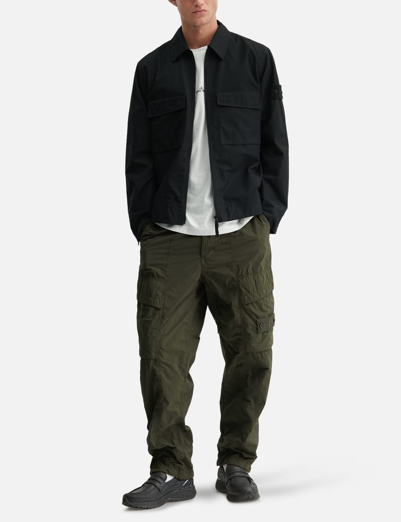Stone Island Ghost Cotton Canvas Zip-Up Shirt - ブラックのコットン
