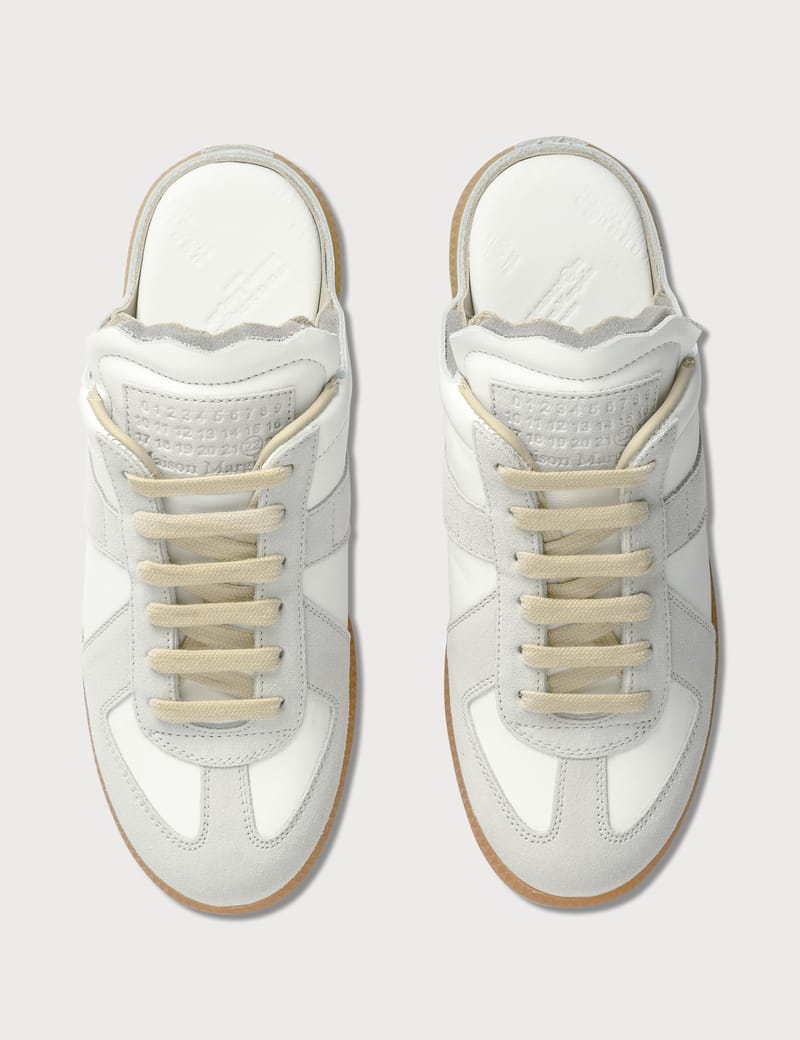 サンダル・ミュール Maison Margiela [Maison Margiela] German Army Mule Sneakers Maison Margiela Men's Replica Mule Sneakers in Dirty White