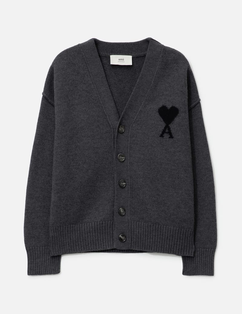 アミパリス AMI DE COEUR CLOUDY カーディガン PEARL GREY/ IVORY Cloudy Wool Ami de Coeur Cardigan | AMI PARIS