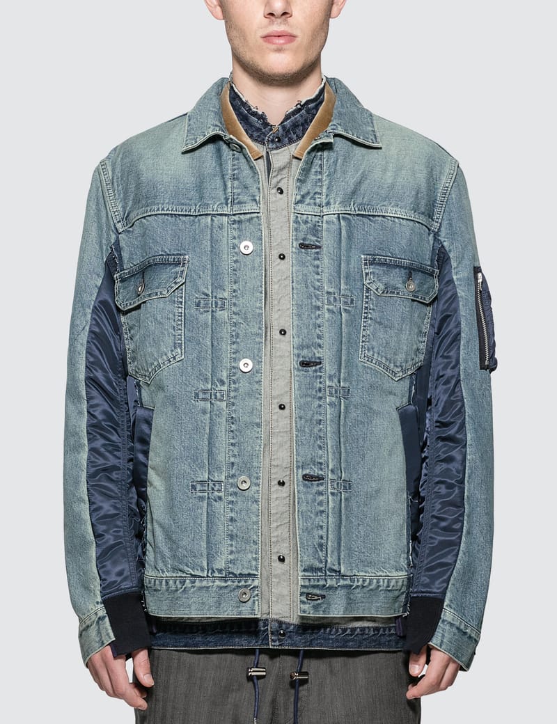 Sacai - MA-1 Denim Patchwork Jacket | HBX - Globally Curated