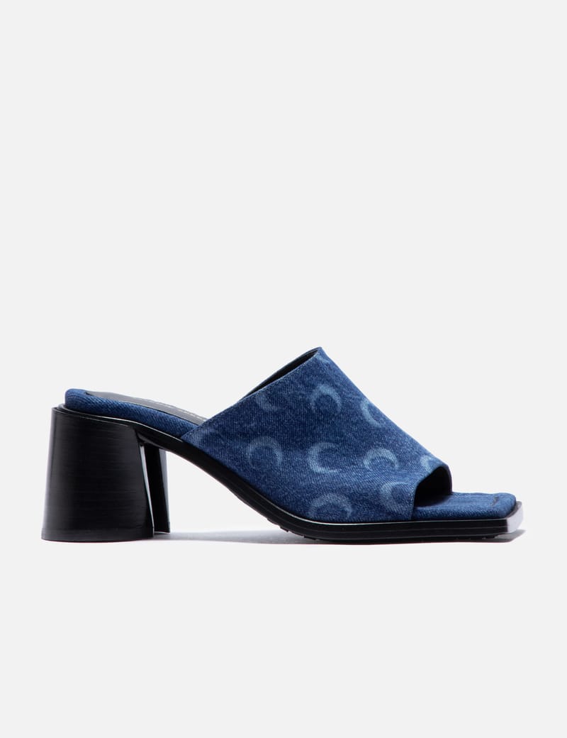 【MARINE SERRE】REGENERATED デッドストックデニム ミュール Marine Serre - REGENERATED DEADSTOCK DENIM MS MULE | HBX
