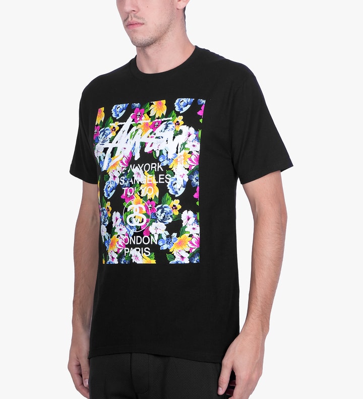 Stüssy - Black World Tour Flower Block T-Shirt | HBX - Globally