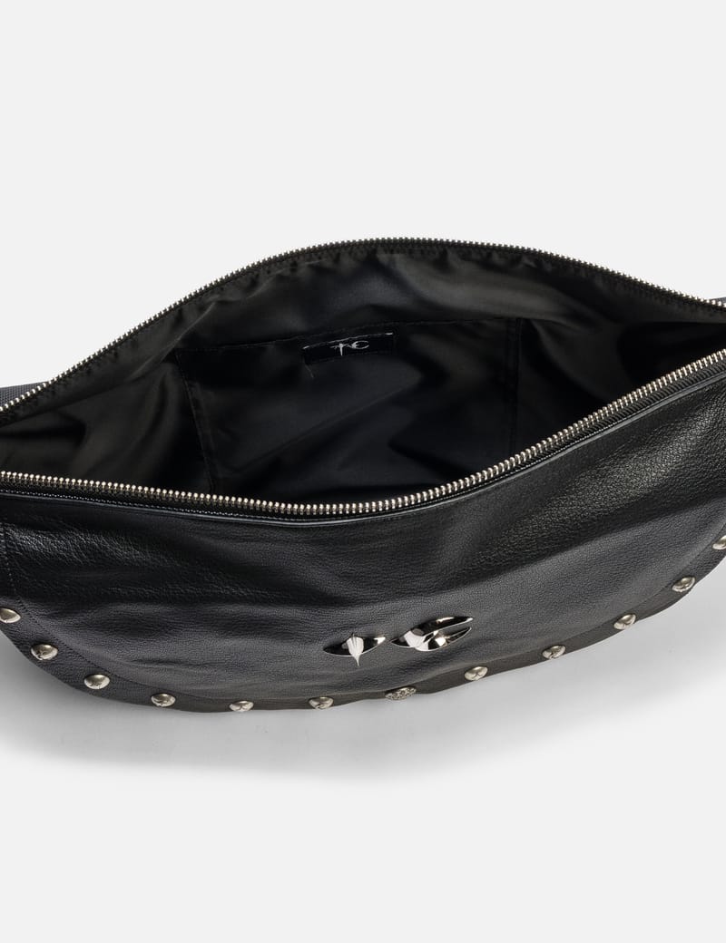 THUG CLUB Goat Skin Dragon Messenger Bag - Black goatskin