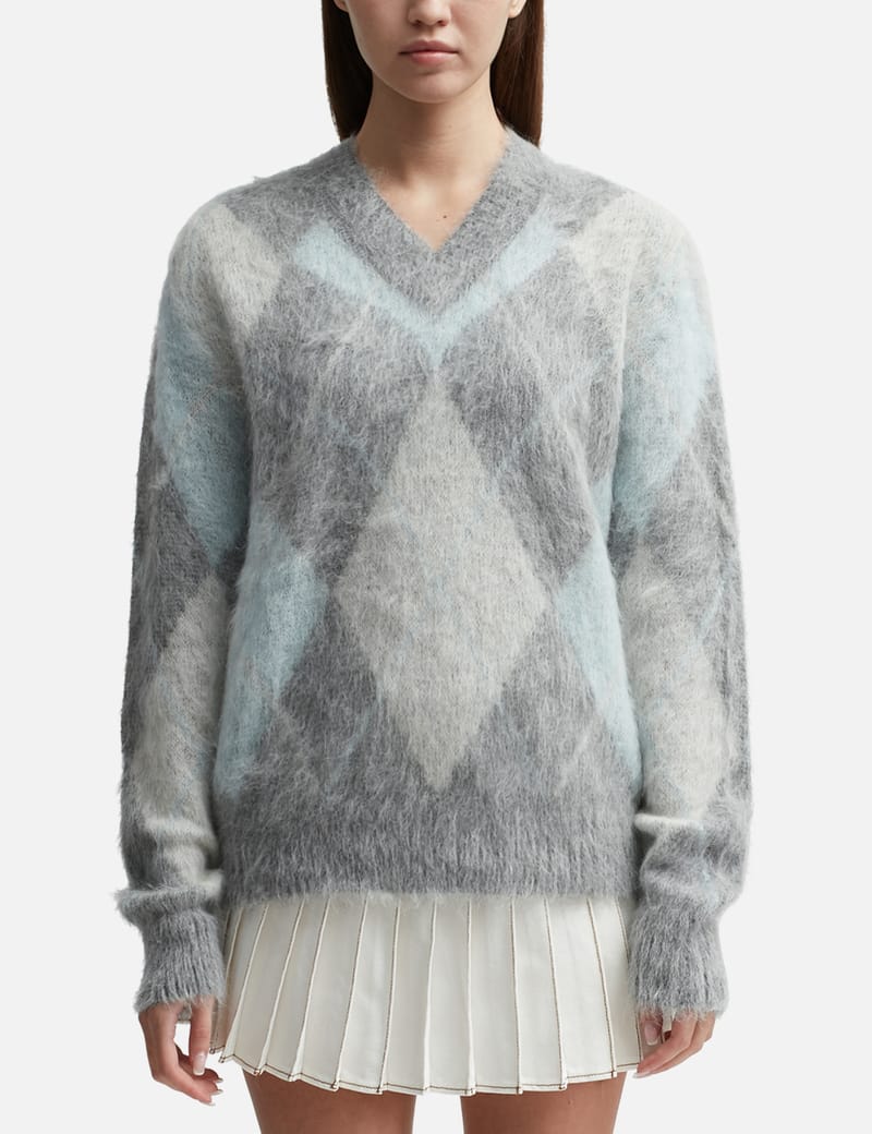 Ami - Argyle Brushed Sweater | HBX - Globally Curated Fashion and