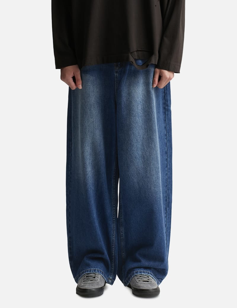 CODA - Indigo Washed Distressed Extended Cut Luft Jeans
