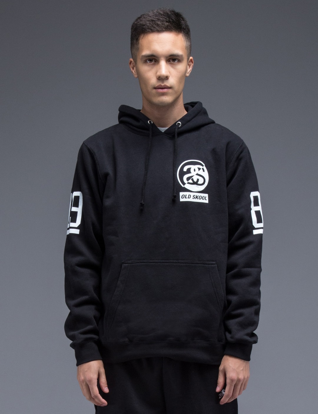 Stüssy - Black SS Old Skool Hoodie | HBX - Globally Curated Fashion and ...