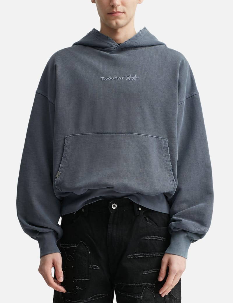 TwoJeys Pigment Dyed Blue Icon Hoodie - Heavyweight vintage-wash
