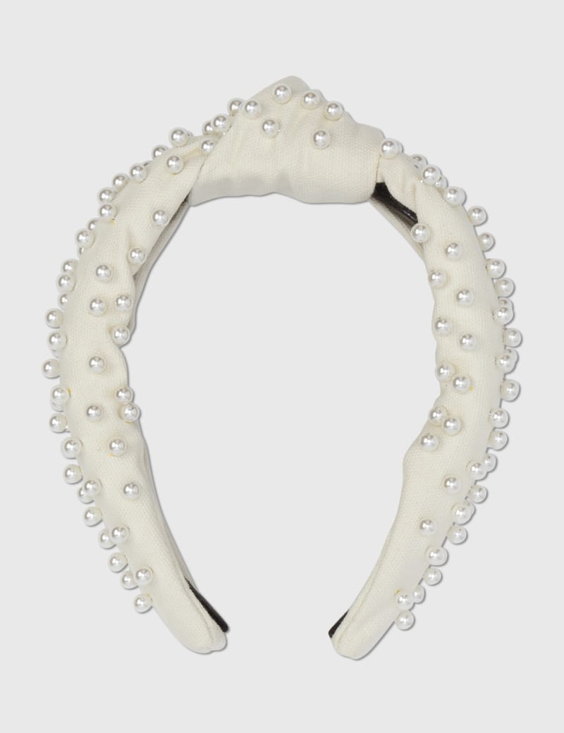 LeleSadoughi ヘアーバンド ヘッドバンド パール ノット JET PEARL BARDOT RIBBON HEADBAND - Lele Sadoughi
