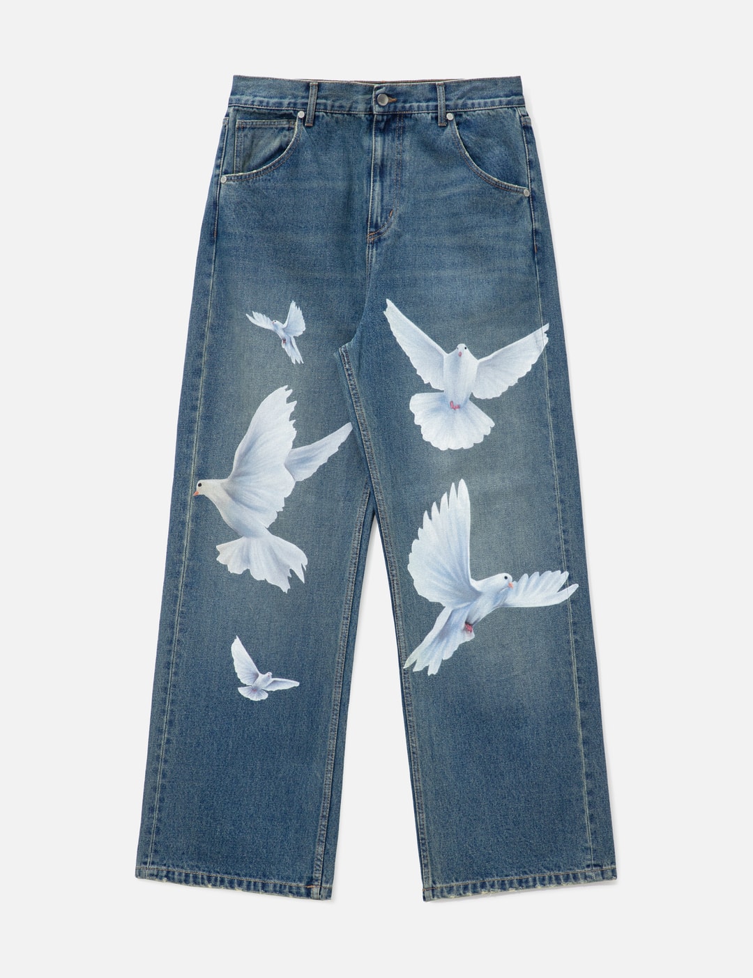 3.Paradis Freedom Doves Jeans - Straight fit washed denim with iconic ...