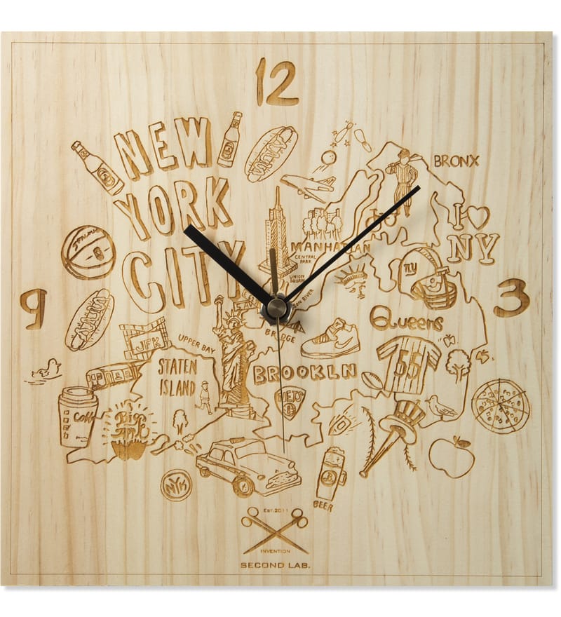 SECOND LAB - Natural NYC Laser Map Clock | HBX - ハイプビースト