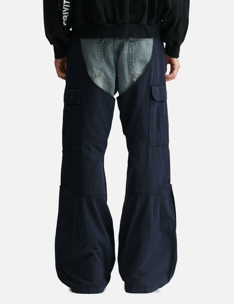 Protocol-Index Biker Cargo Denim Pants - 100% cotton, double