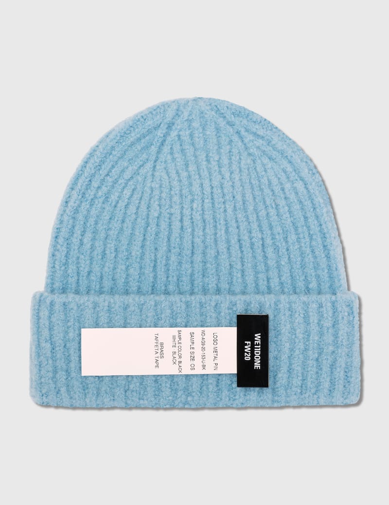 We11done - Blue Felted Knit Long Beanie | HBX - Globally Curated