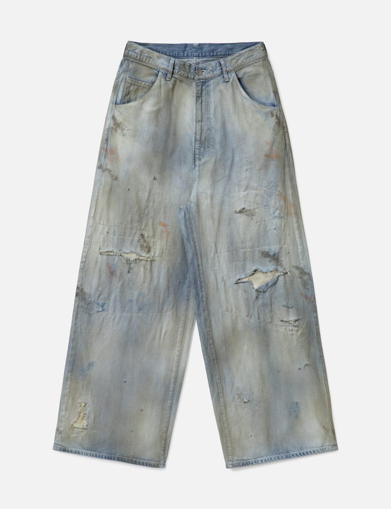 ANCELLM #04 AGING01 Painter Pants - Indigo distressed, straight