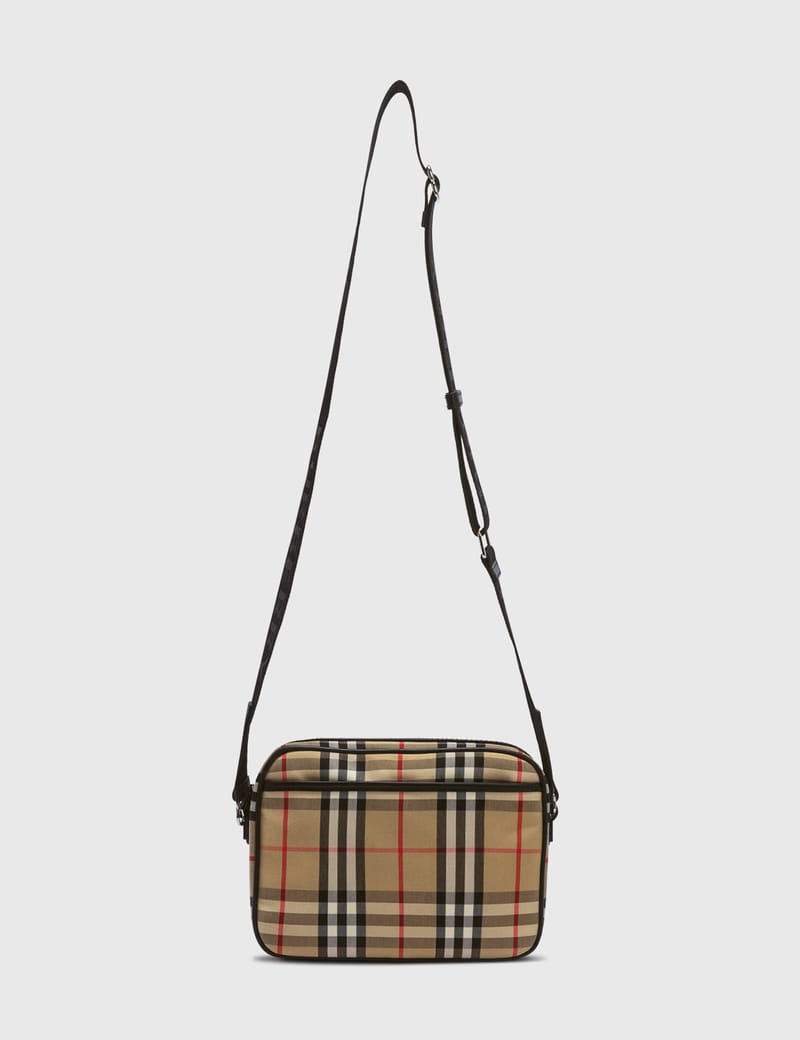 Small vintage check and leather crossbody bag discount