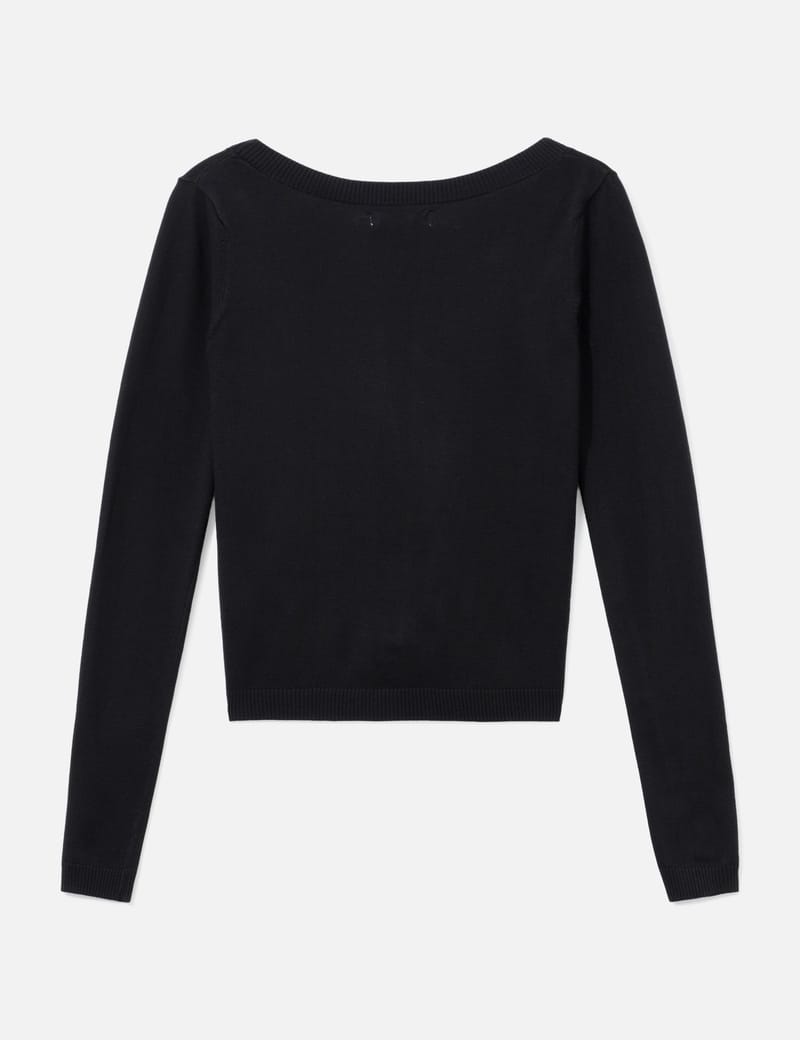 Glowny G Deep V-Neck Knit - Reversible black knit with deep V-neck