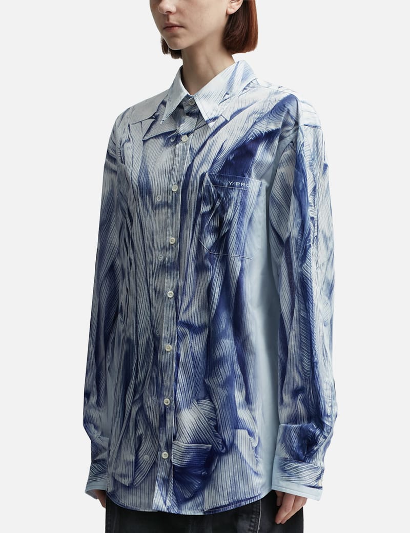 Cotton Oxford Wrap Shirt in BLUE/PINK | alexanderwang®