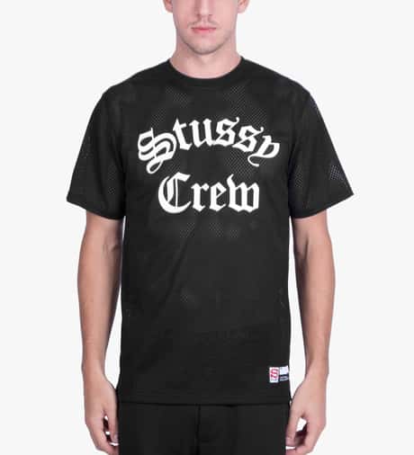 Stüssy - Black Stussy Crew Mesh T-Shirt | HBX