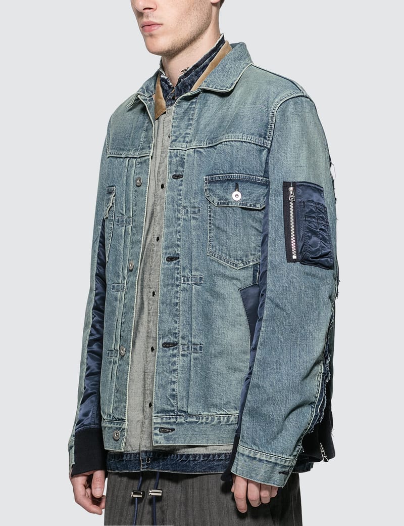 Sacai - MA-1 Denim Patchwork Jacket | HBX - Globally Curated