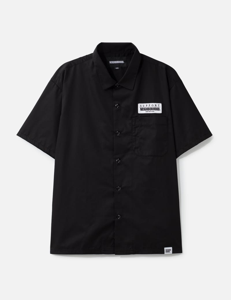 NEIGHBORHOOD ブラック ワークシャツ classic-work-shirt-short-