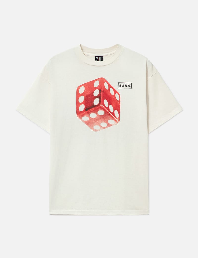 Saint Michael Dice T-Shirt - New beige 100% cotton tee | HBX