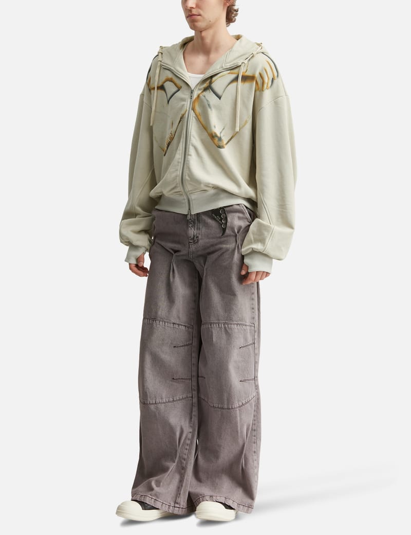 FINE CHAOS Waxed White Cargo Trousers - Oversized waxed organic