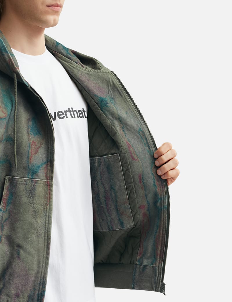 thisisneverthat® Blurred Hooded Jacket - Olive heavyweight cotton