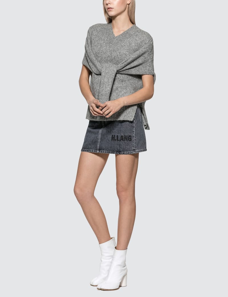 Helmut Lang - Brushed V-Neck Tie Sleeve Sweater | HBX